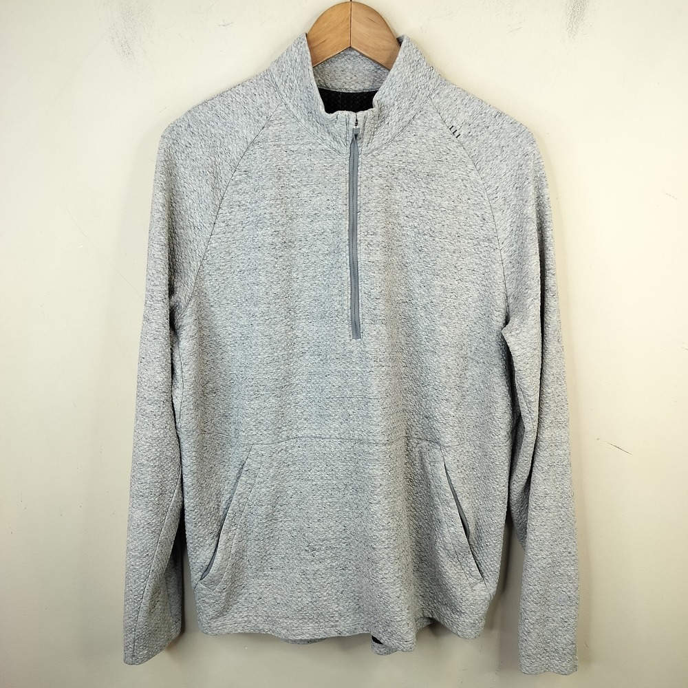 Lululemon At East Half Zip Pullover Shirt Mens Large Textured Grey Knit